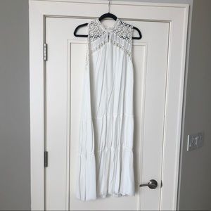 White flowy midi dress (can be maternity)